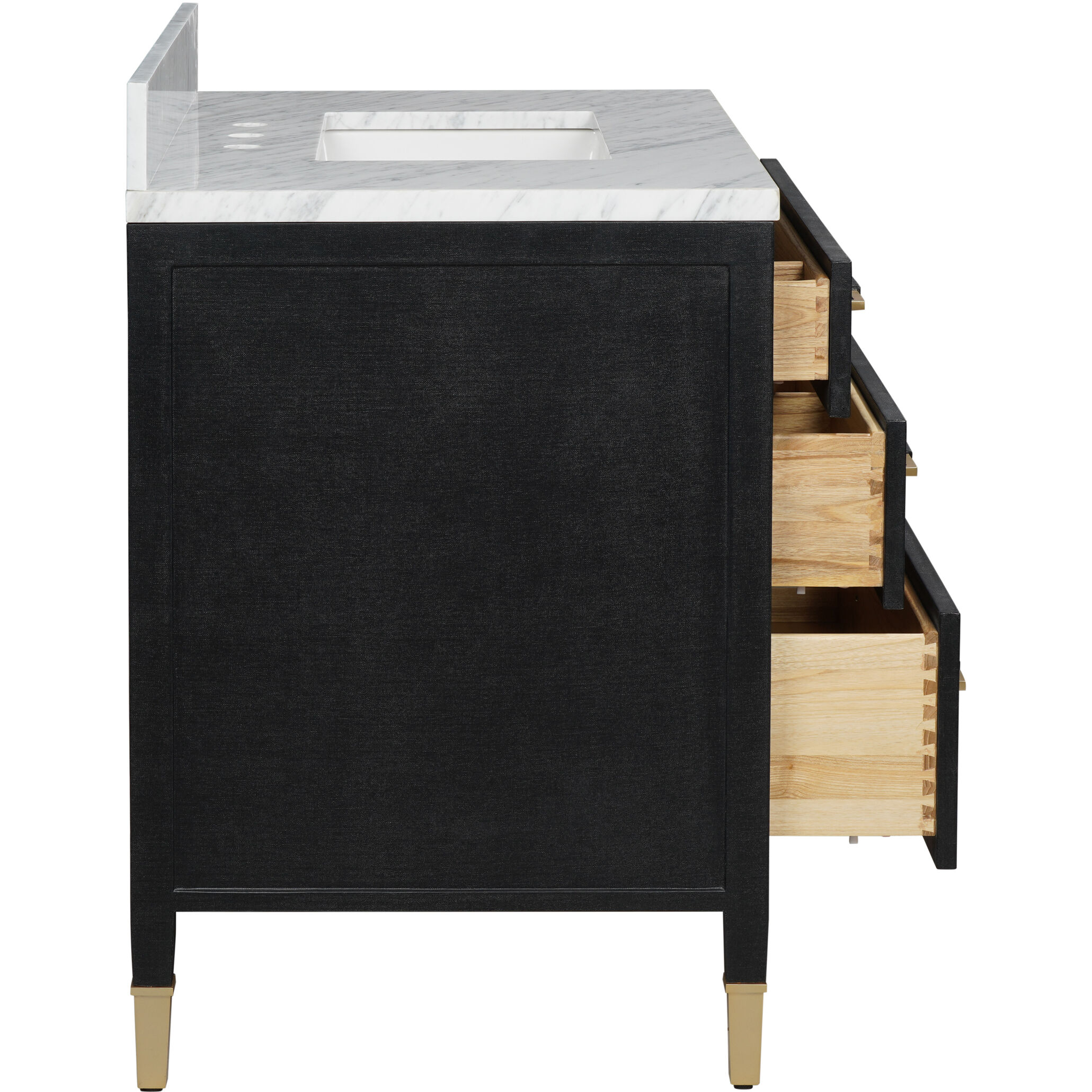 Verona 36 X 34 inch Black Lacquered Linen/Natural/White/Champagne Vanity with Undermount Sink