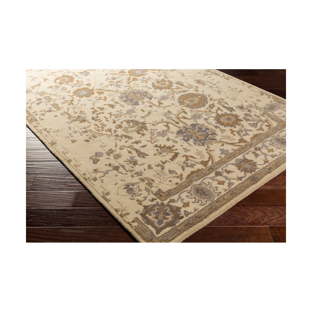 Castello 156 X 108 inch Neutral and Brown Area Rug, Wool