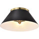 Dover 3 Light 20 inch Black/Vintage Brass Flush Ceiling Light