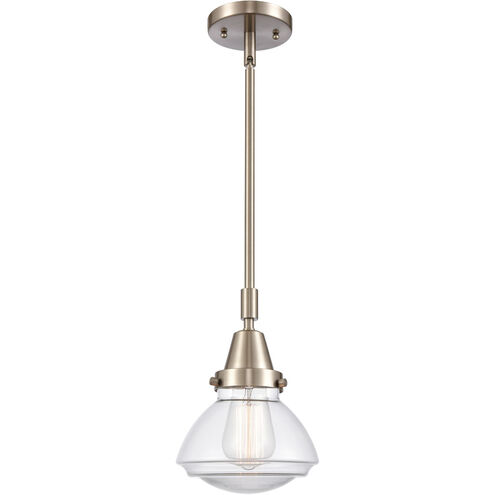Franklin Restoration Olean 1 Light 7 inch Brushed Satin Nickel Mini Pendant Ceiling Light in Clear Glass
