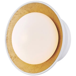 Cadence 1 Light 7 inch White Lustro / Gold Leaf Combo Semi Flush Ceiling Light