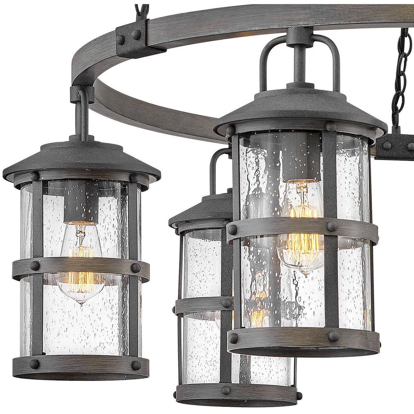 Open Air Lakehouse LED 42 inch Aged Zinc with Driftwood Gray Outdoor Hanging, Estate Series