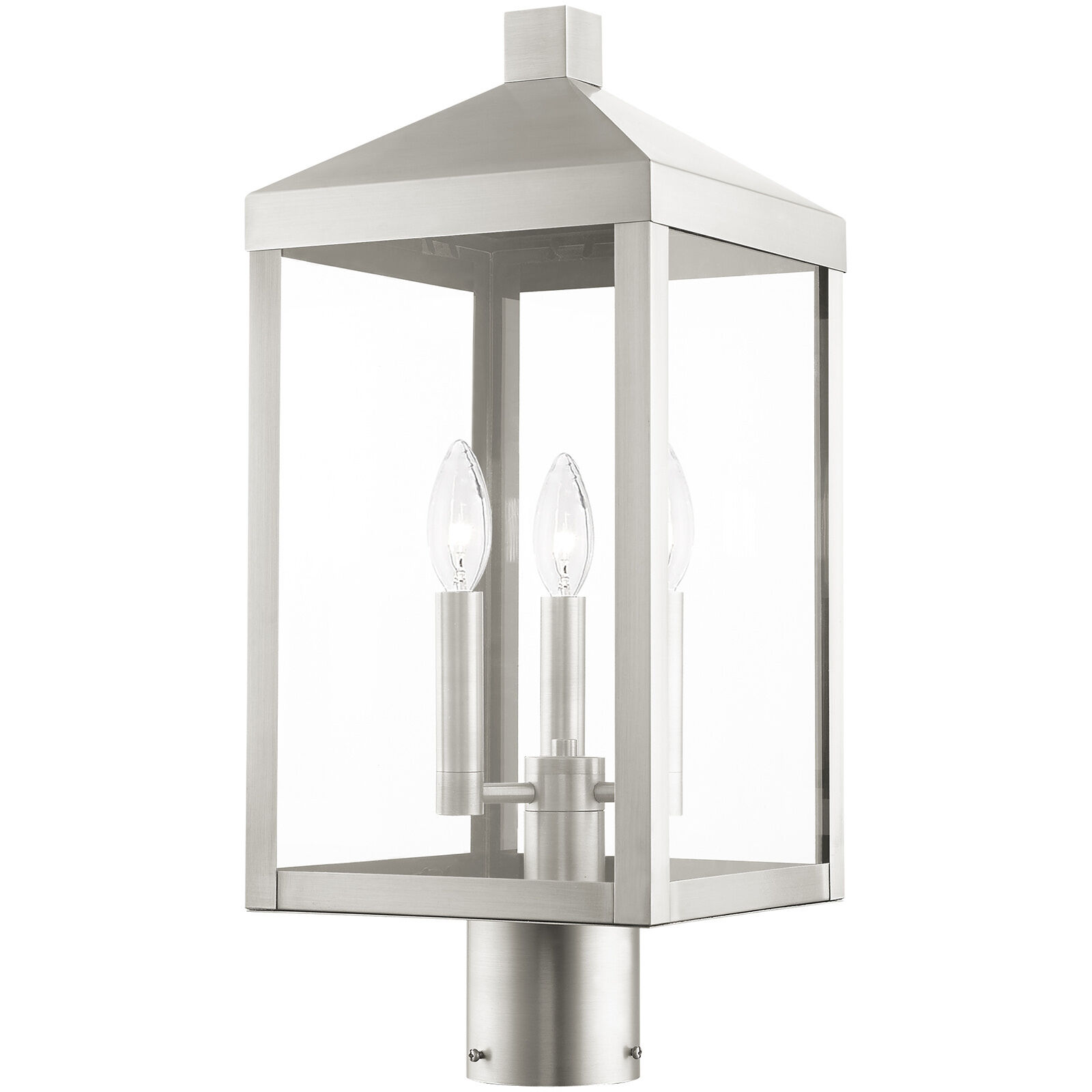 Nyack 3 Light 20 inch Brushed Nickel Outdoor Post Top Lantern