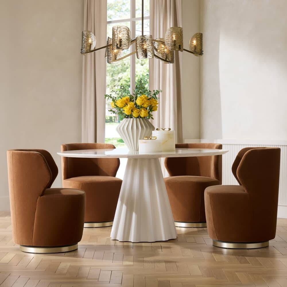 Rinny 60 inch White and White Gesso Dining Table, Large