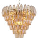Benini 17 Light 25.59 inch Amber Glass and Antique Brass Chandelier Ceiling Light, Small