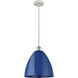 Ballston Plymouth Dome 1 Light 12 inch White and Polished Chrome Mini Pendant Ceiling Light in Matte Blue