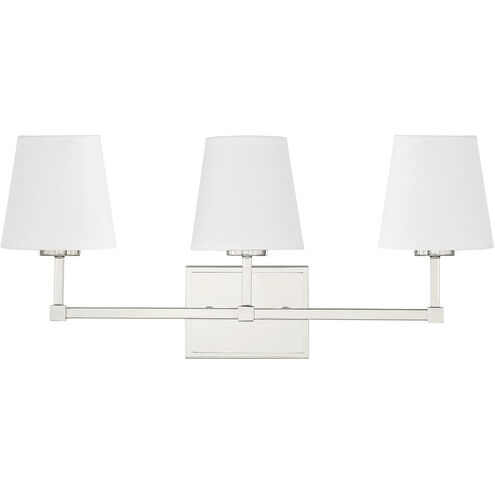 Contemporary 3 Light 24 inch Polished Nickel Bathroom Vanity Light Wall Light