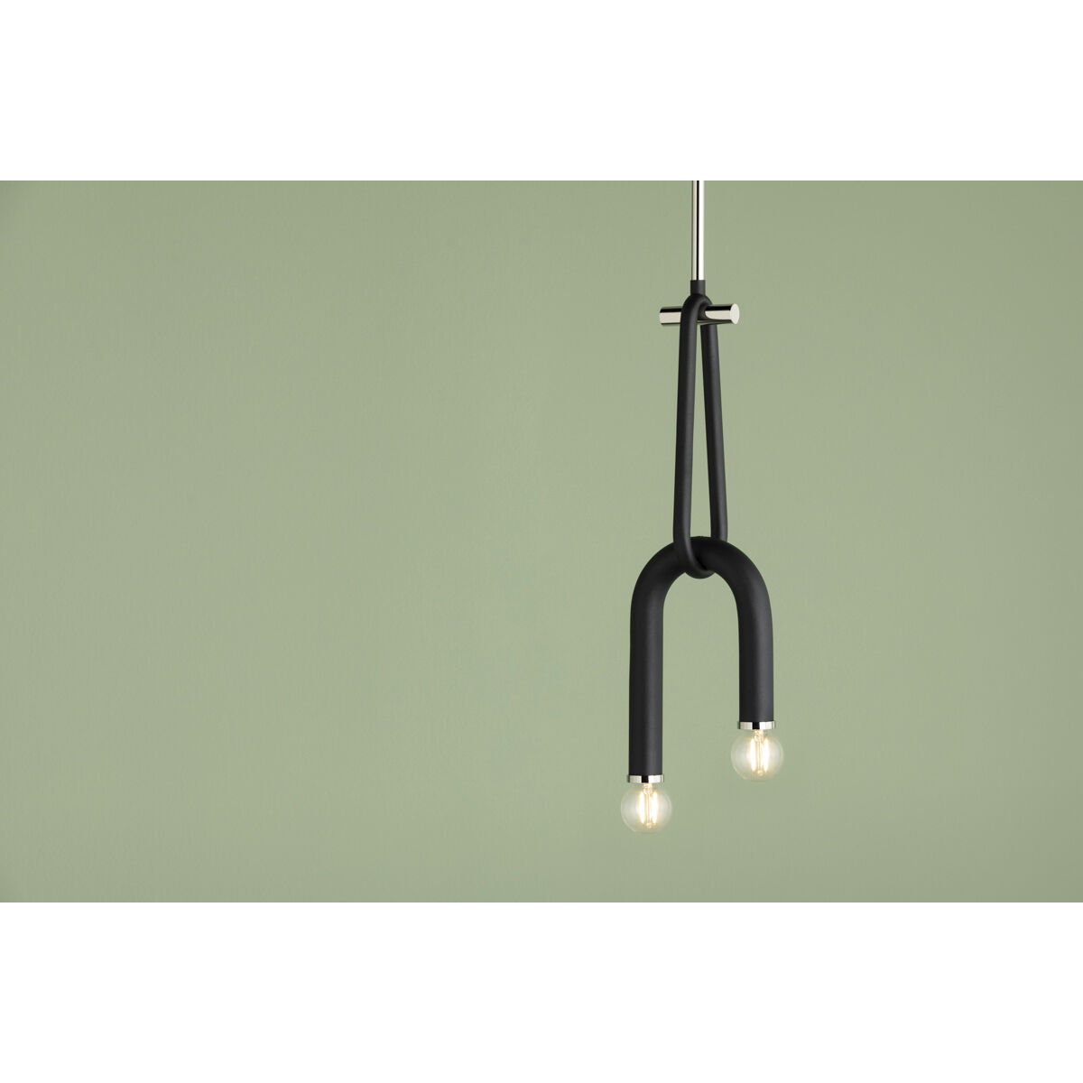 Whit 2 Light 7 inch Polished Nickel/Black Pendant Ceiling Light