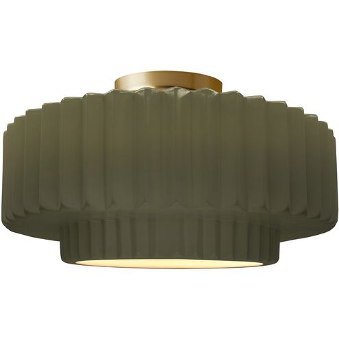 Radiance LED 16.5 inch Matte Green and Brushed Brass Semi Flush Ceiling Light