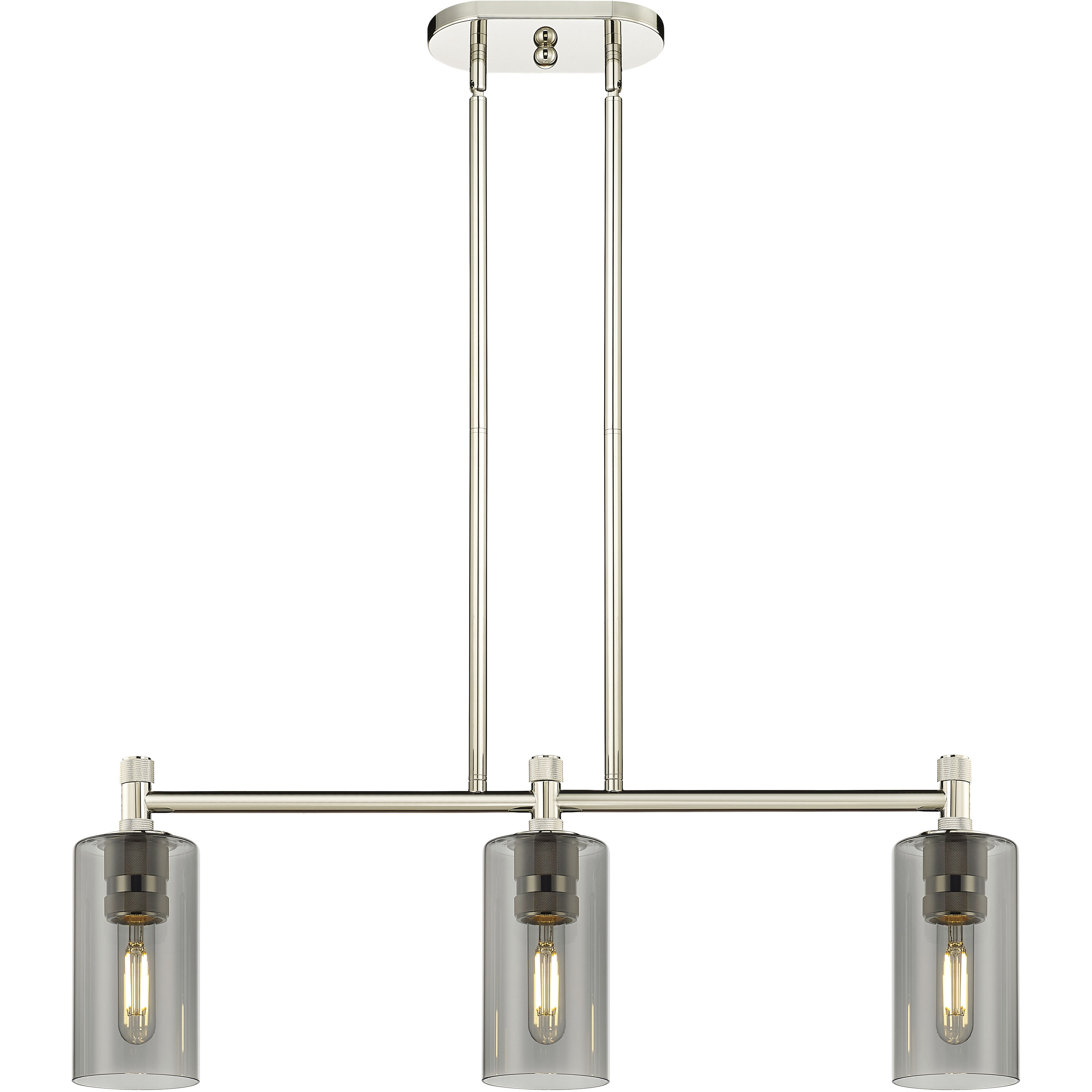 Downtown Urban Crown Point Island Light Ceiling Light in Polished Nickel, Plated Smoke