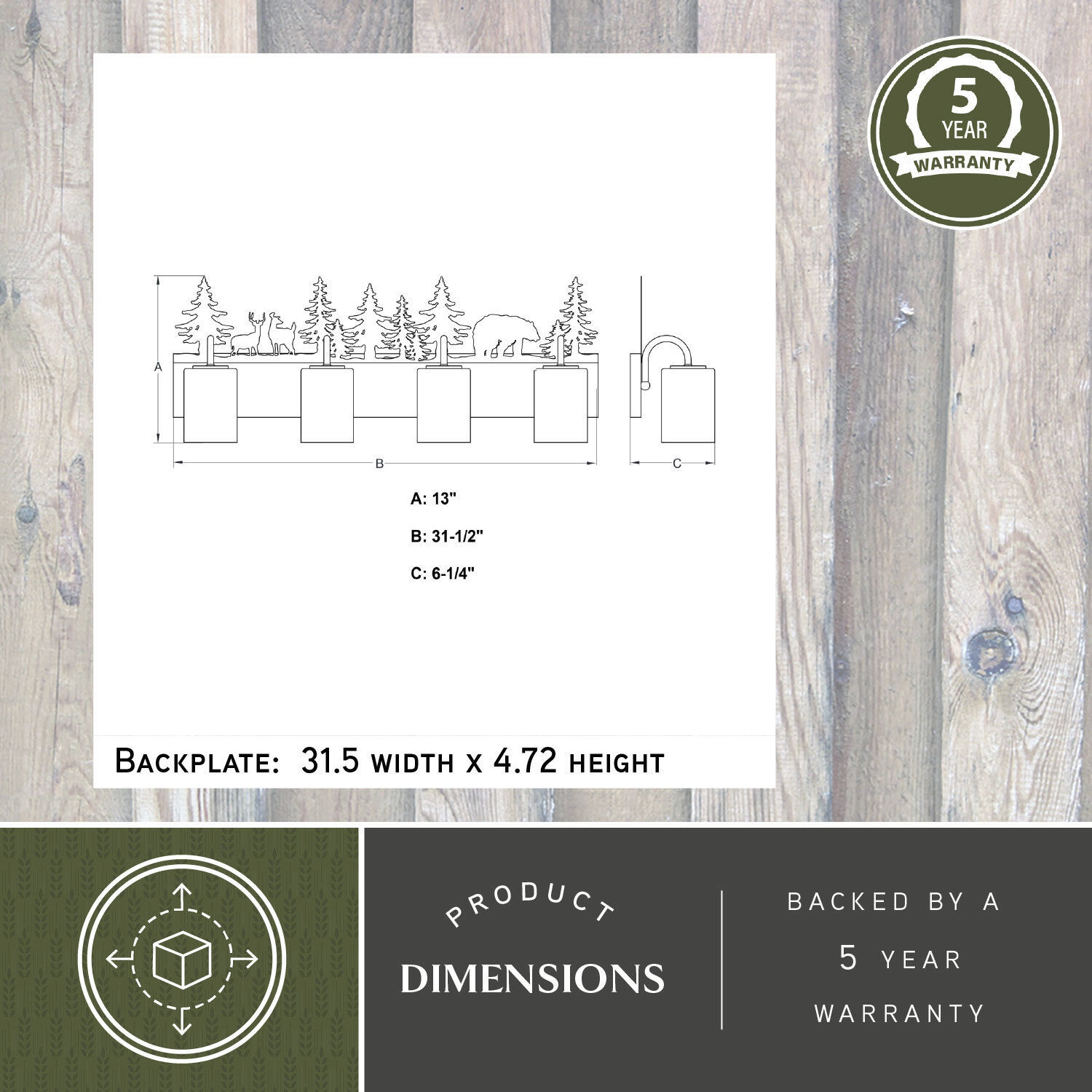 Acadia 4 Light 31.5 inch Bronze Bathroom Light Wall Light