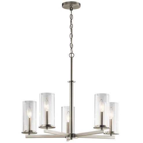 Crosby 5 Light 26 inch Brushed Nickel Chandelier 1 Tier Medium Ceiling Light, 1 Tier Medium