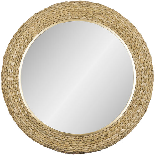 Athena 40.25 inch French Gold with Natural Seagrass Wall Mirror