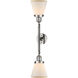 Franklin Restoration Small Cone 2 Light 16 inch Polished Nickel Bath Vanity Light Wall Light in Matte White Glass, Franklin Restoration