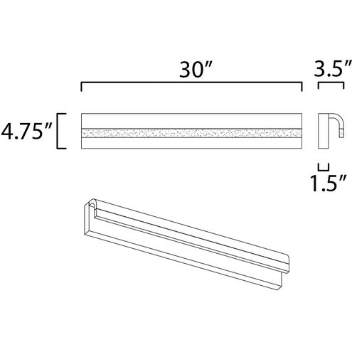Waterfall LED 30 inch Polished Chrome Bath Vanity Light Wall Light
