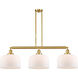 Franklin Restoration X-Large Bell 3 Light 42 inch Satin Gold Island Light Ceiling Light in Matte White Glass, Franklin Restoration