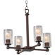 Fusion 4 Light 21 inch Dark Bronze Chandelier Ceiling Light in Cylinder with Flat Rim, Incandescent, Seeded