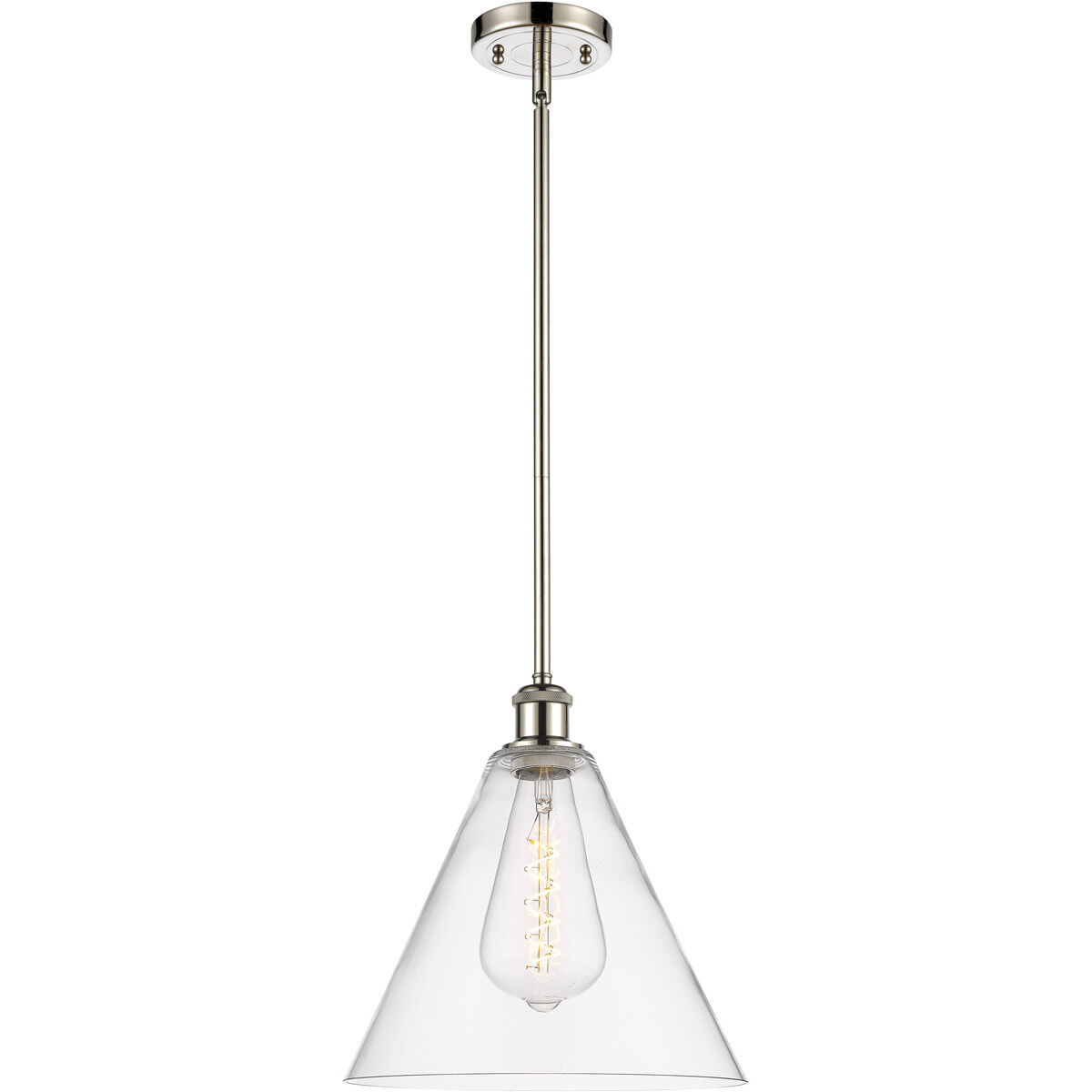 Ballston Cone 1 Light 12 inch Polished Nickel Mini Pendant Ceiling Light in Clear Glass