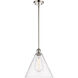Ballston Cone 1 Light 12 inch Polished Nickel Mini Pendant Ceiling Light in Clear Glass