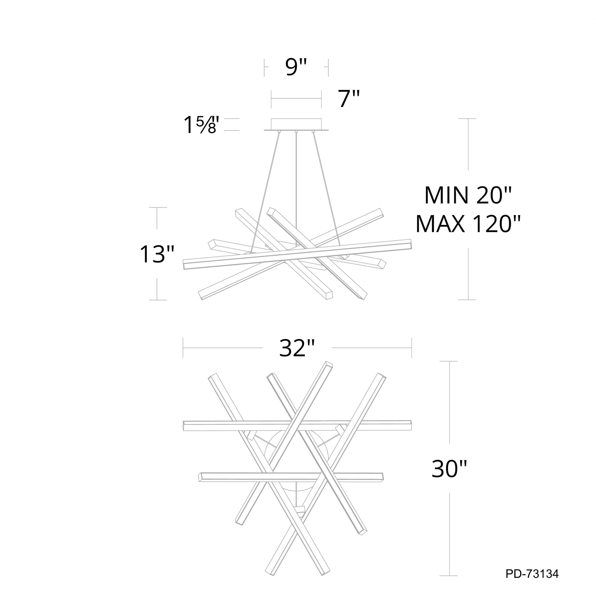 Parallax LED 30 inch Black Pendant Ceiling Light, dweLED