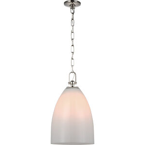 Chapman & Myers Andros LED 12 inch Polished Nickel Pendant Ceiling Light in White Glass, Large