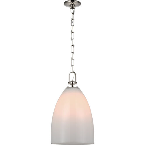 Chapman & Myers Andros LED 12 inch Polished Nickel Pendant Ceiling Light in White Glass, Large