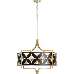 Mariposa 5 Light 28.5 inch Matte Black with Aged Brass Pendant Ceiling Light