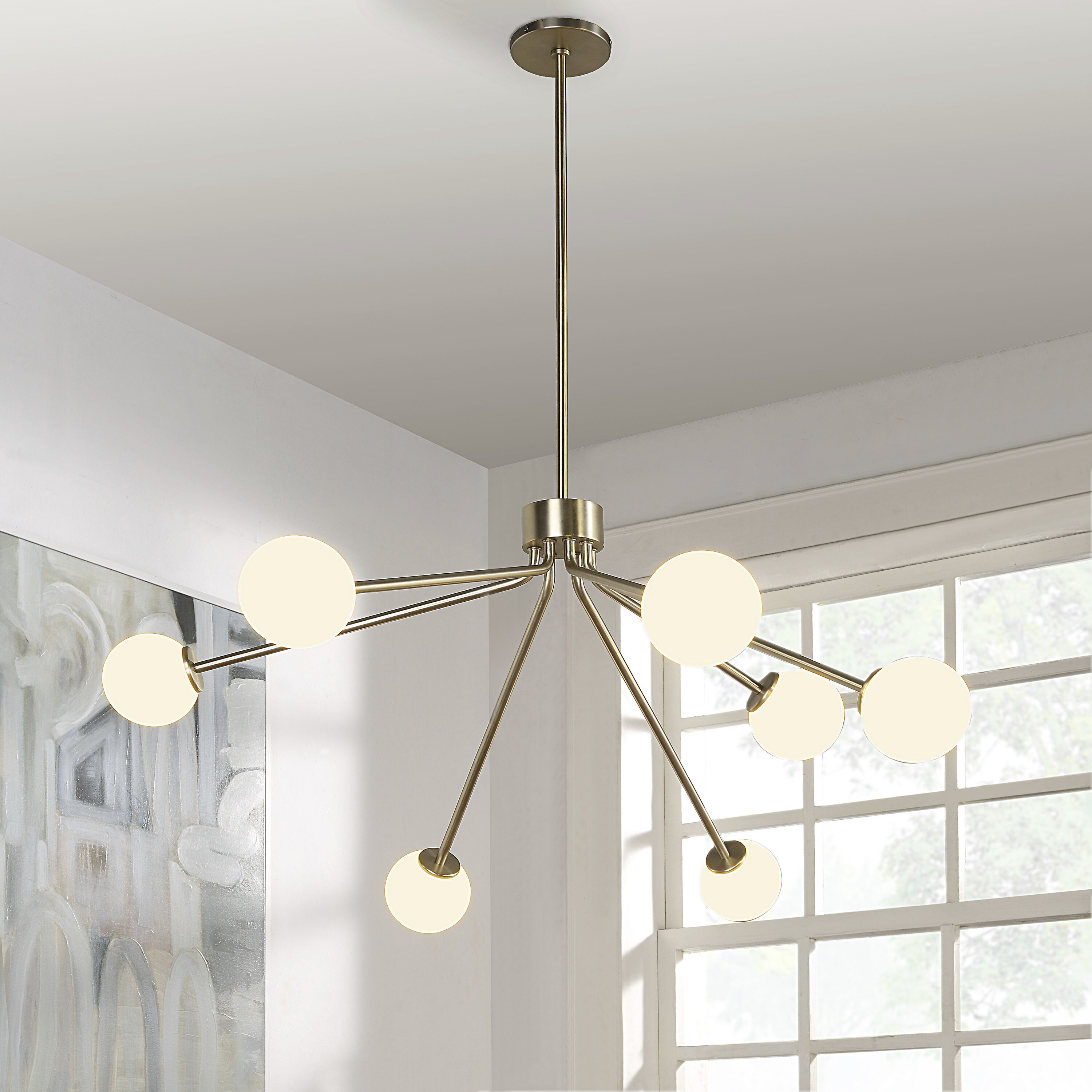 Mundo 7 Light 46 inch Champagne Chandelier Ceiling Light