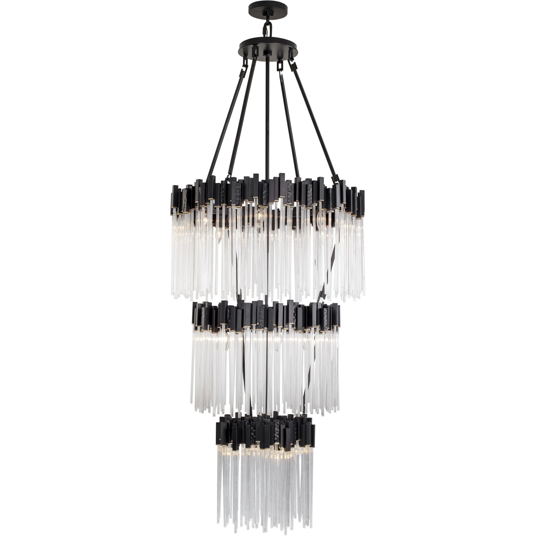 Matrix 18 Light 30 inch Matte Black and French Gold Chandelier Ceiling Light in Matte Black/French Gold