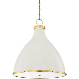 Painted No. 3 3 Light 22 inch Aged Brass/Off White Pendant Ceiling Light, Large