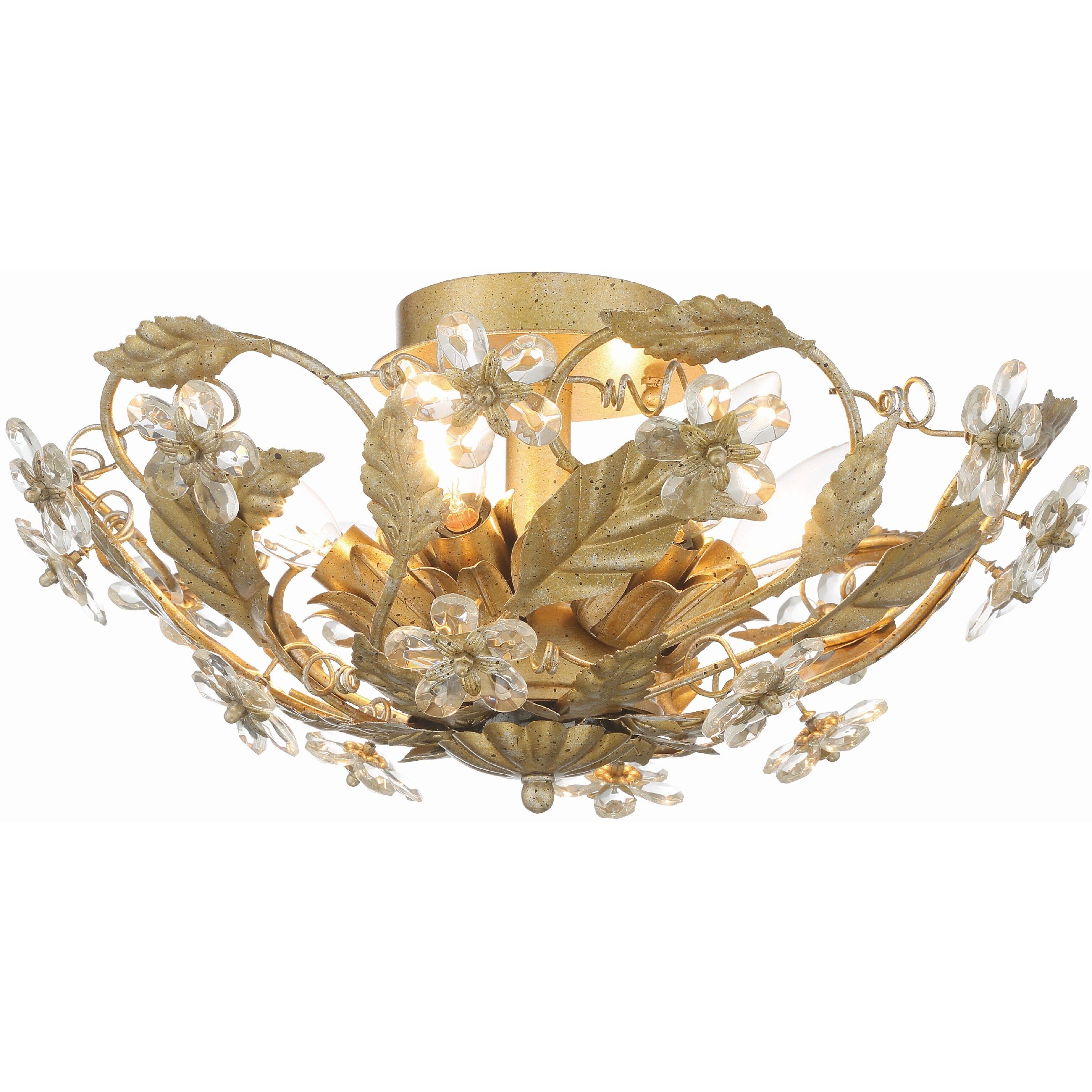 Paris Market 6 Light 16 inch Gold Leaf Semi Flush Ceiling Light