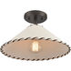 Marion 1 Light 14 inch Oil Rubbed Bronze with Natural Semi Flush Mount Ceiling Light