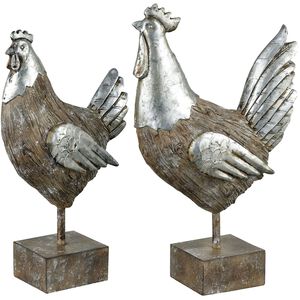 Avery Hill Rustic with Antique Silver Ornamental Accessory, Chickens