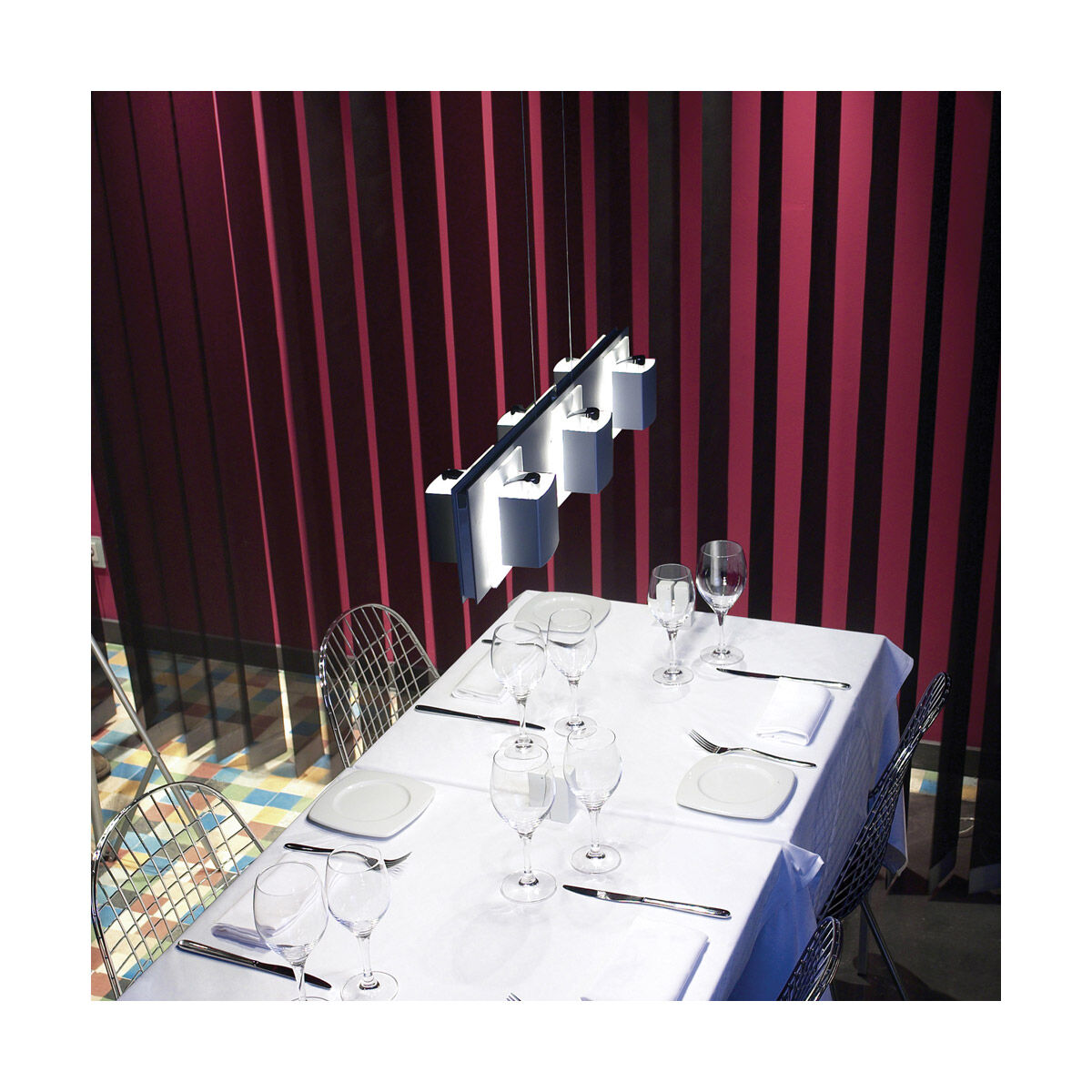 Mira 6 Light 5.5 inch Textured Metallic Grey With Chrome Accent Pendant Ceiling Light