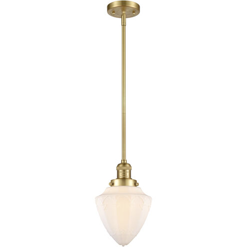 Franklin Restoration Bullet LED 7 inch Satin Gold Mini Pendant Ceiling Light in Matte White