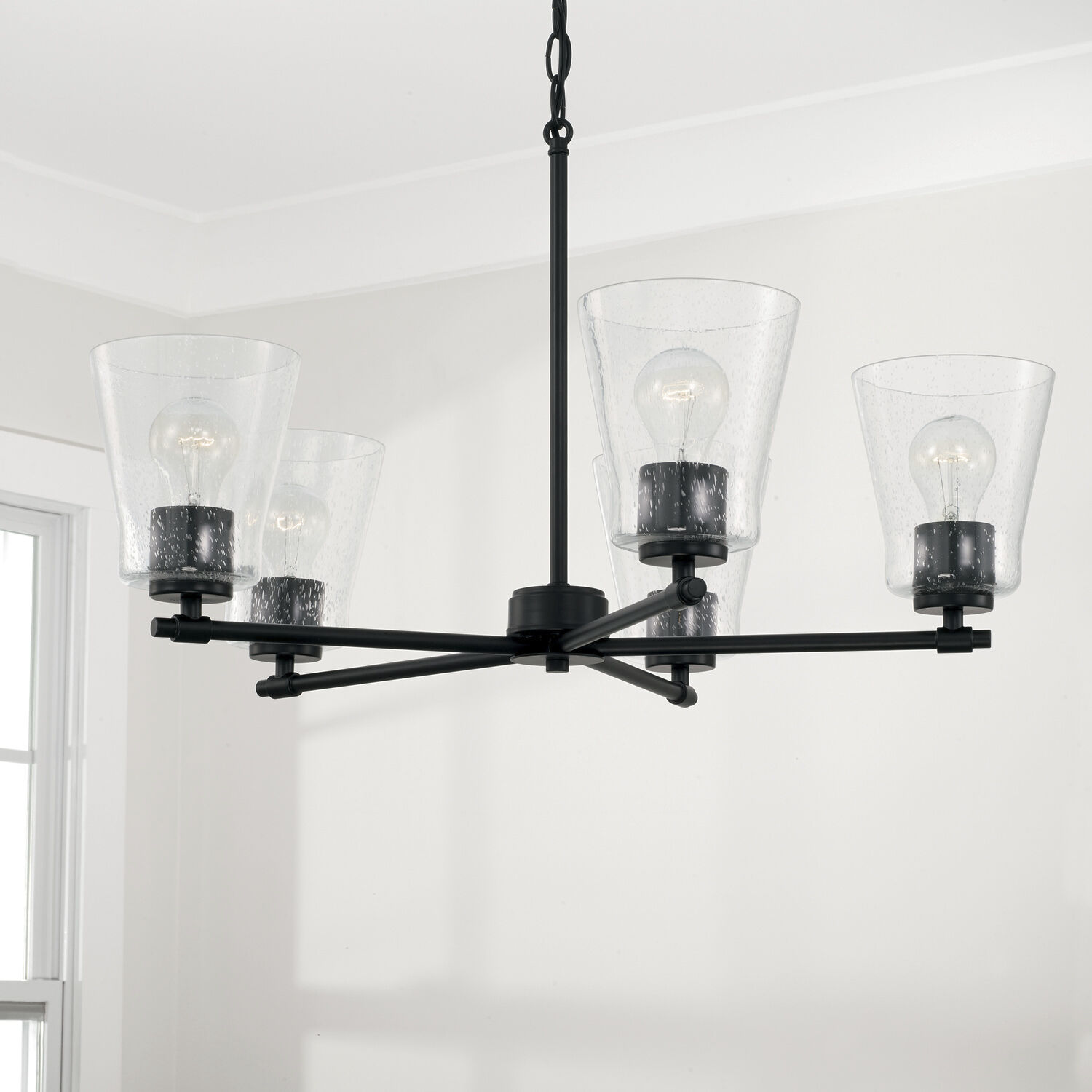 Baker 5 Light 27 inch Matte Black Chandelier Ceiling Light