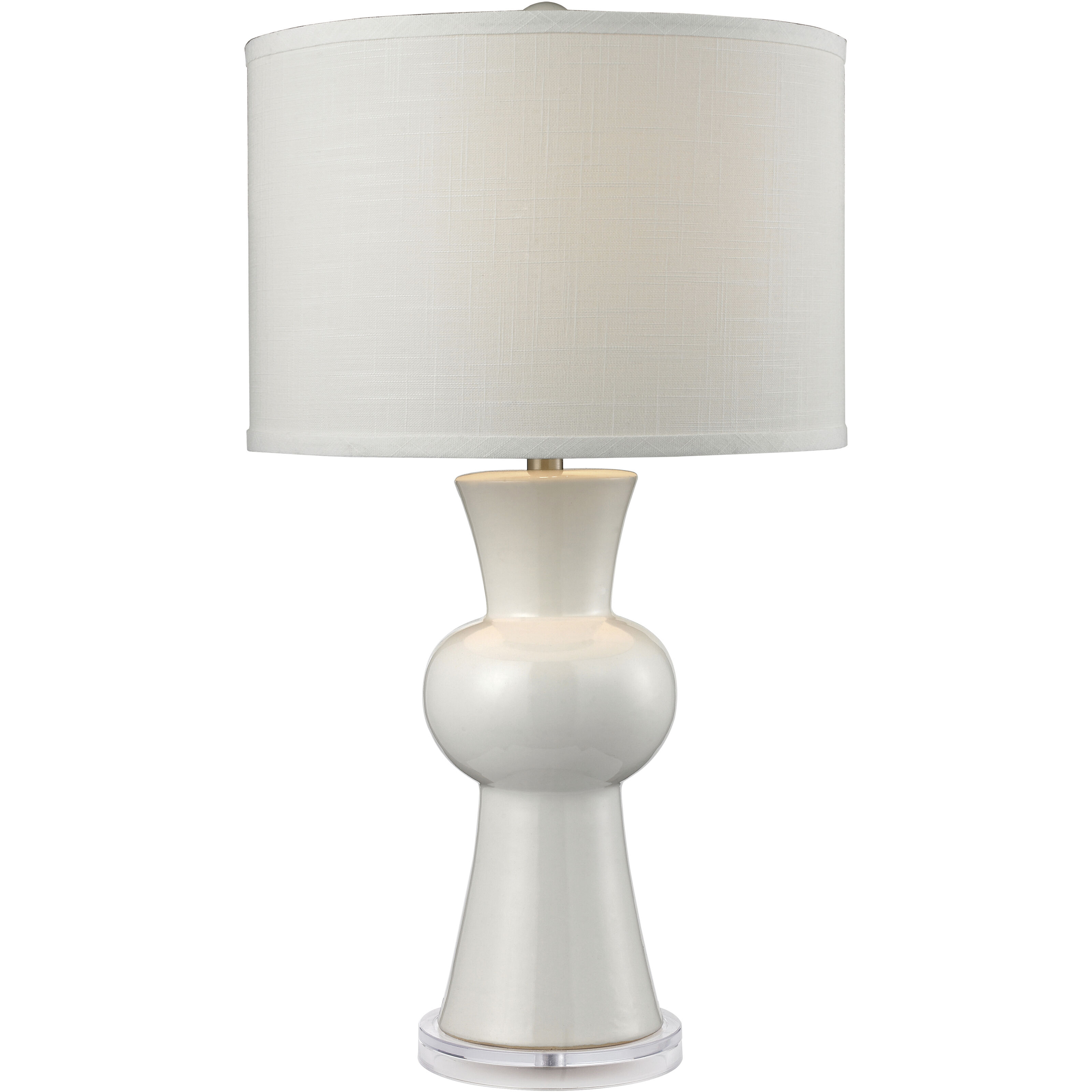 White Ceramic 28 inch 150 watt Gloss White with Clear Table Lamp Portable Light