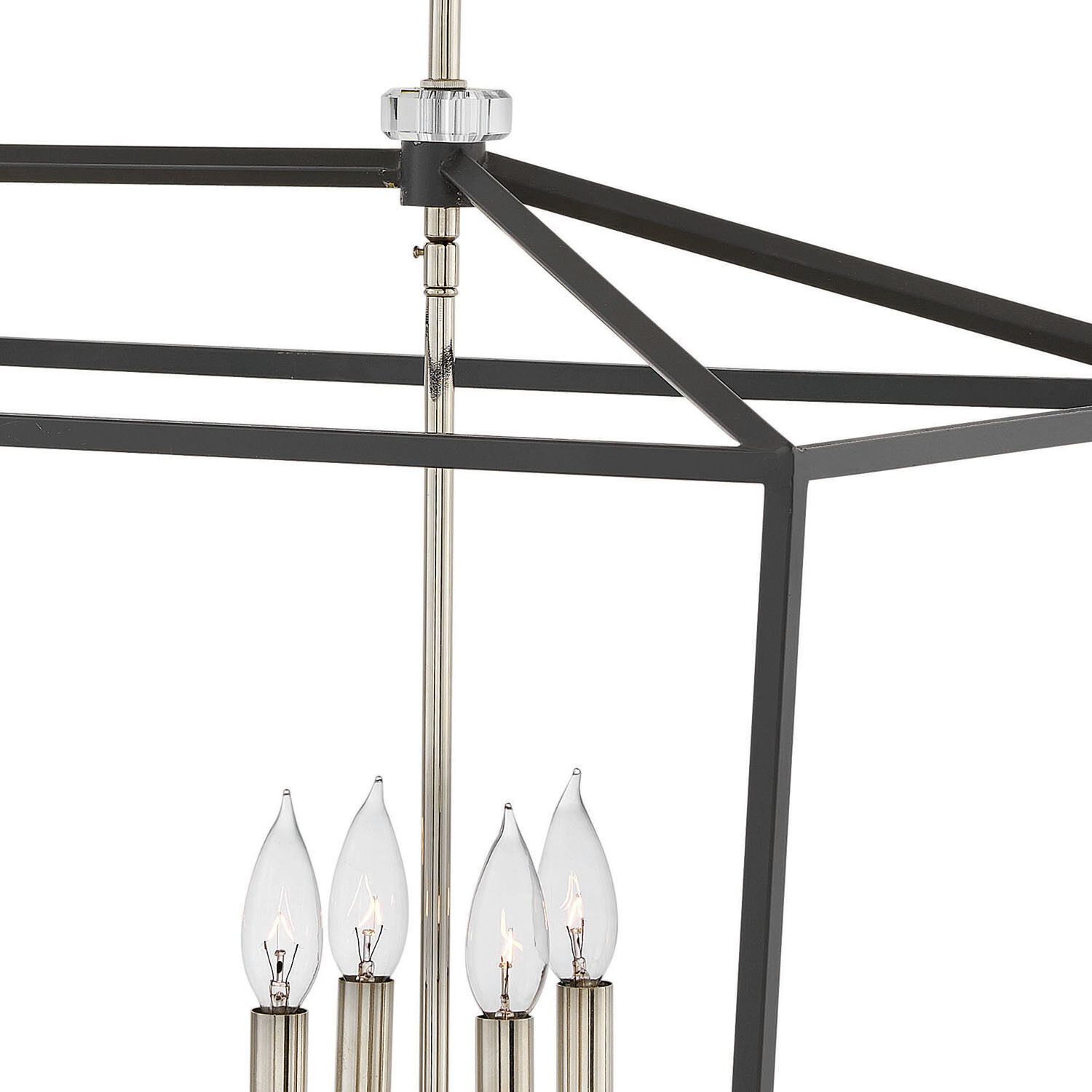 Stinson 8 Light 34 inch Black with Polished Nickel Indoor Linear Chandelier Ceiling Light