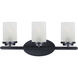 Corona 3 Light 19.25 inch Black Bath Vanity Wall Light in Frosted