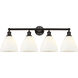 Edison Bristol Glass 4 Light 35 inch Oil Rubbed Bronze Bath Vanity Light Wall Light in Matte White Glass