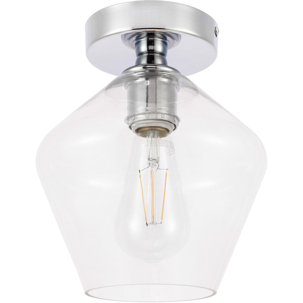 Gene 1 Light 8 inch Chrome Flush Mount Ceiling Light