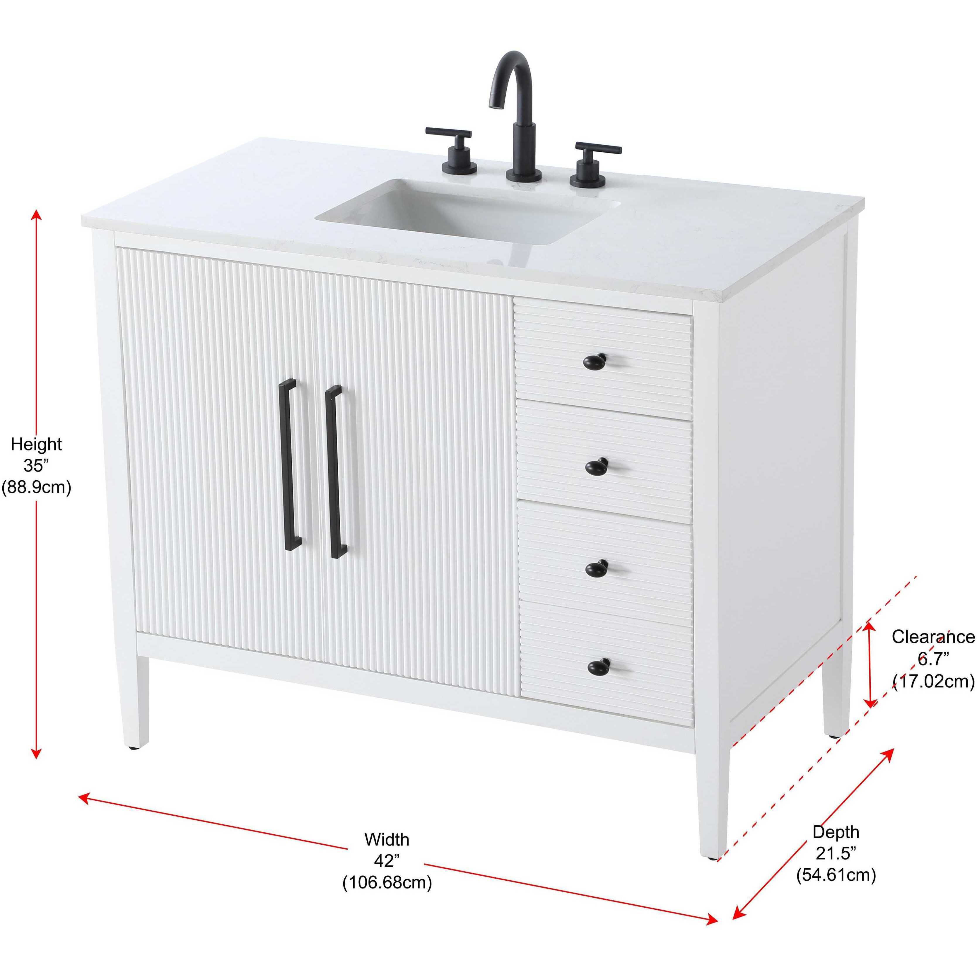 Blakely 42 X 34 inch White Bathroom Vanity Cabinet