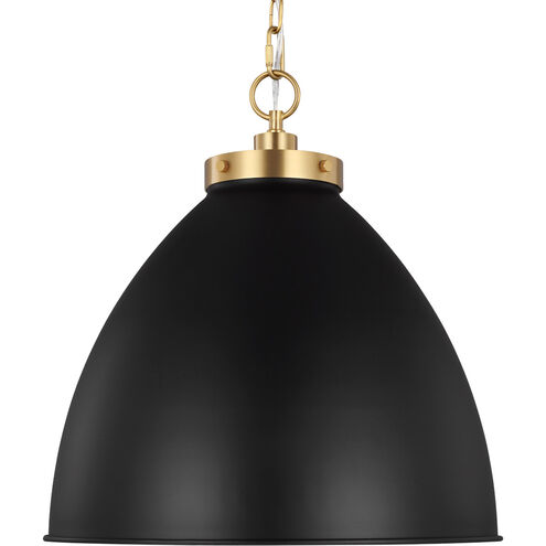 C&M by Chapman & Myers Wellfleet 1 Light 17.5 inch Midnight Black and Burnished Brass Pendant Ceiling Light in Midnight Black / Burnished Brass