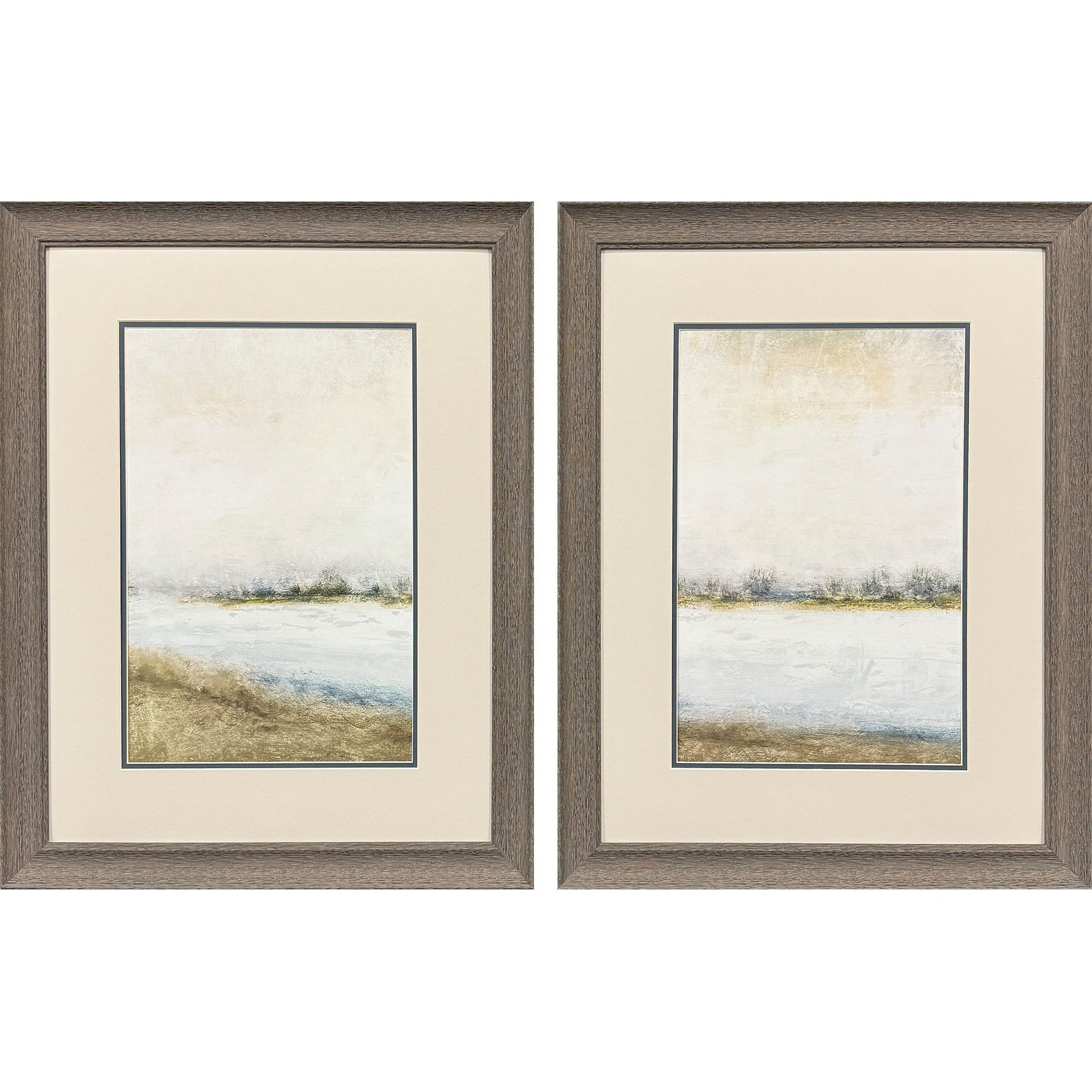 Peaceful Lake Blue and Gray and Neutral and Beige Framed Art, Propac