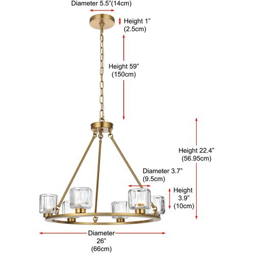 Cadence 6 Light 26 inch Satin Gold Chandelier Ceiling Light