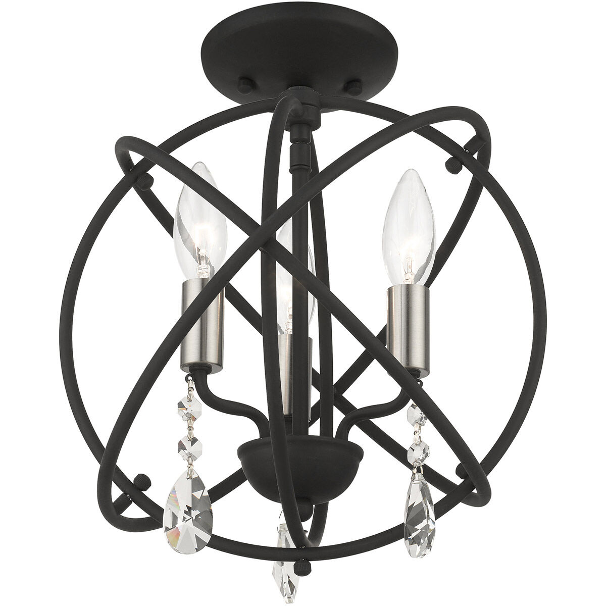 Aria 3 Light 12.63 inch Black Convertible Chandelier / Semi Flush Ceiling Light