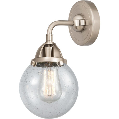 Nouveau 2 Beacon 1 Light 6 inch Brushed Brass Sconce Wall Light in Seedy Glass