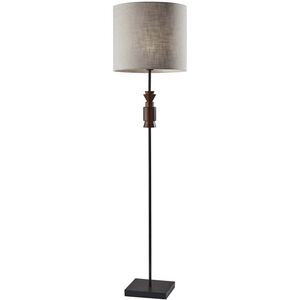 Elton 68 inch 100 watt Black and Walnut Rubber Wood Floor Lamp Portable Light