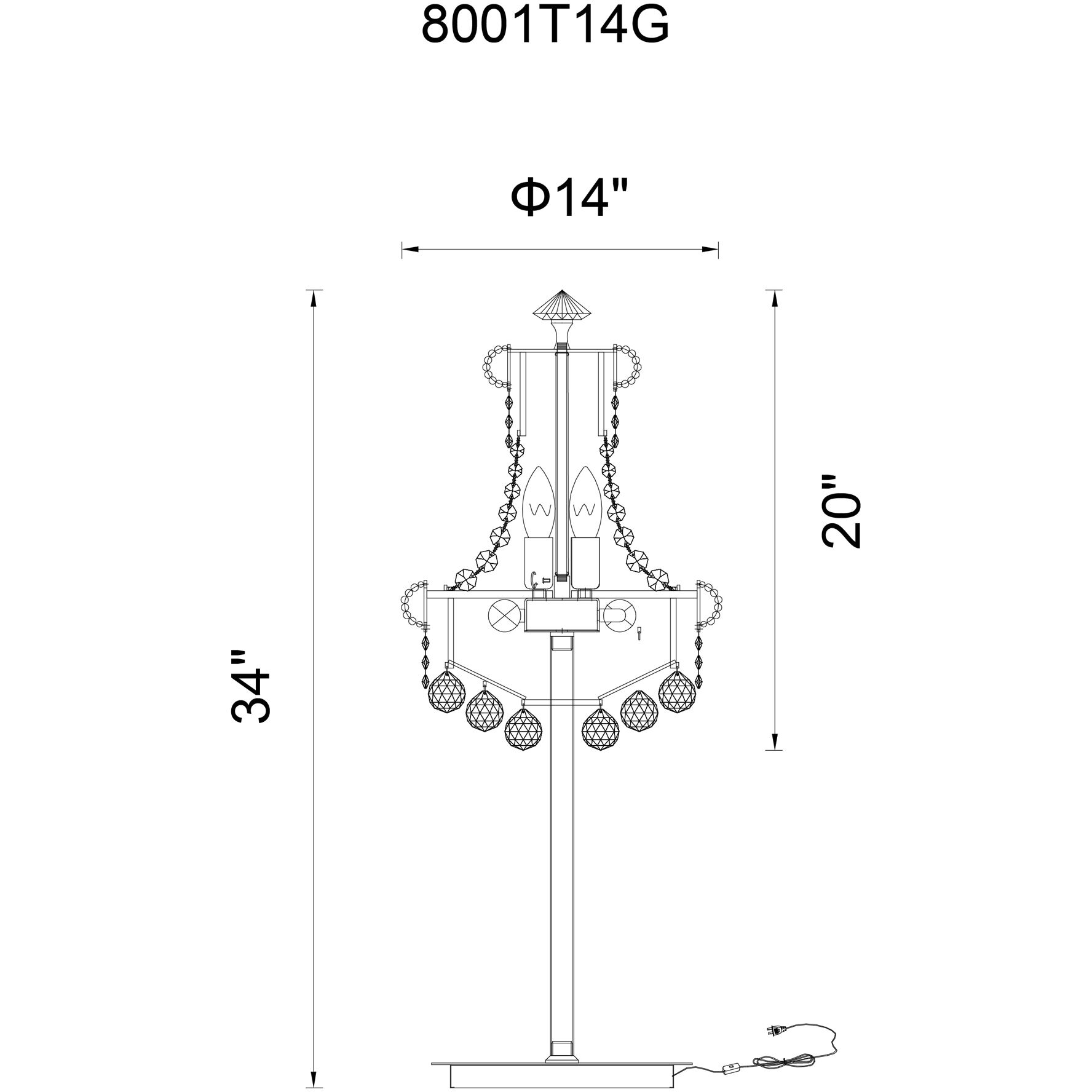 Empire 34 inch 25.00 watt Chrome Table Lamp Portable Light