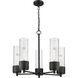 Bolivar 5 Light 25 inch Matte Black Chandelier Ceiling Light in Clear Glass